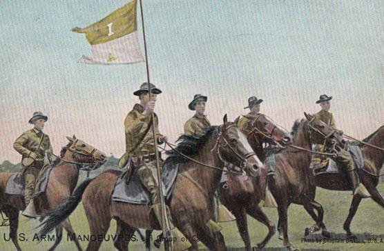 US Army Manouvers HS CAVALRY SOLDIERS ADDRESS Antique Military 1911 Old Postcard