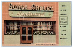 Colorado Springs Colorado CO Postcard Swiss Chalet Restaurant Entrance View 1940