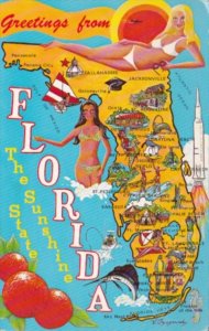 Greetings From Florida With Map 1977