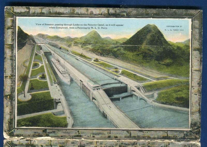 Panama Canal souvenir postcard folder foldout  1910s 22 views