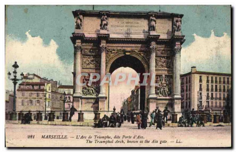 Old Postcard Marseille The Arc de Triomphe dile Porte d'Aix