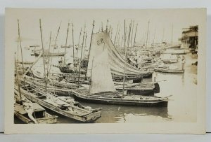 Rppc The Market Place, Boats Panama City c1910 Real Photo Postcard O5