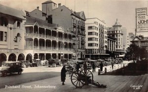 JOHANNESBURG SOUTH AFRICA~PRITCHARD STREET-1920s AUTOMOBILES~REAL PHOTO POSTCARD