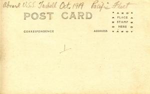 USS Tarbell, October 1919. Aboard, Serving with the Pacific Fleet  - RPPC