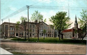 Postcard ON Brockville Court House & Wall Street Methodist Church ~1910 K41