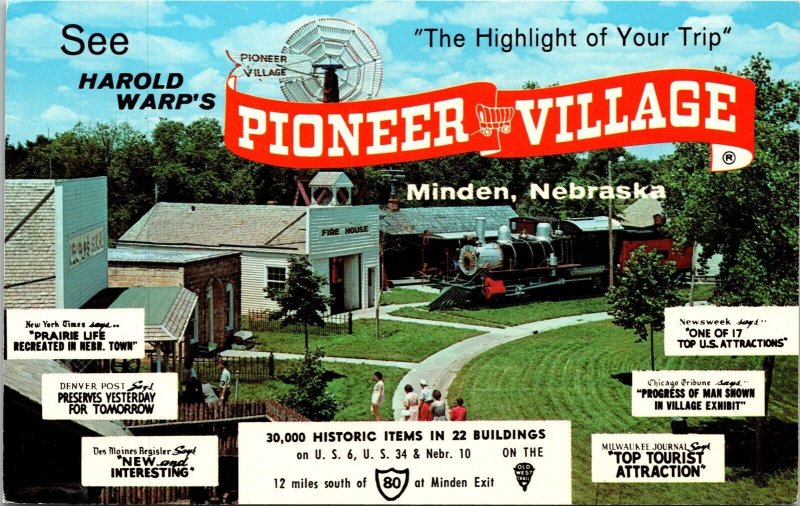 See Harold Warps Pioneer Village Minden Nebraska NE Postcard VTG UNP Train  