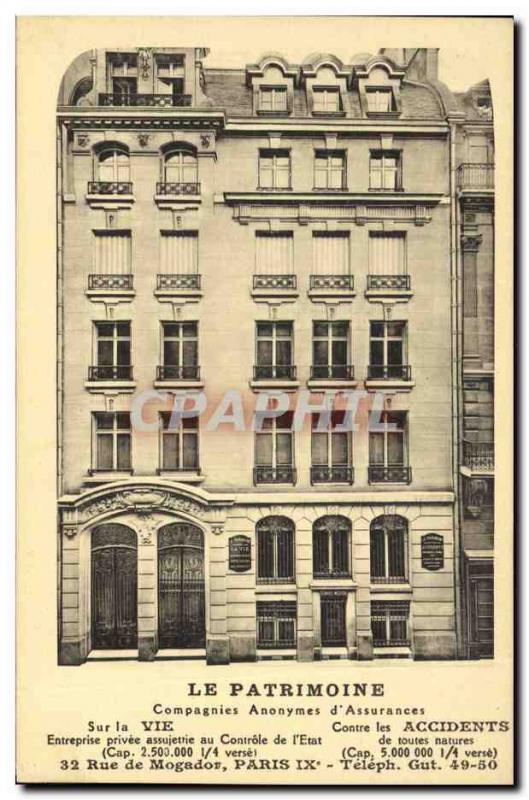 Old Postcard The Heritage Insurance 32 Rue de Mogador Paris 9th