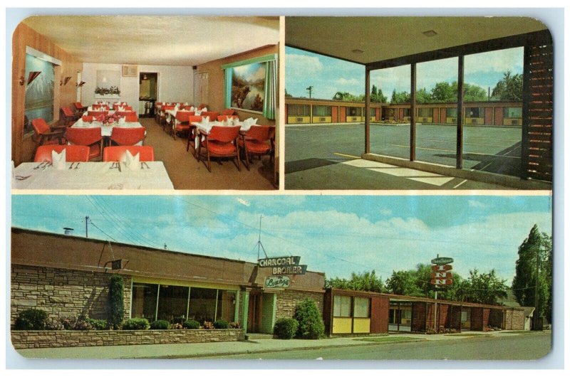 c1950's Charcoal Broiler and Downtowner Inn Grangeville ID Multiview Postcard