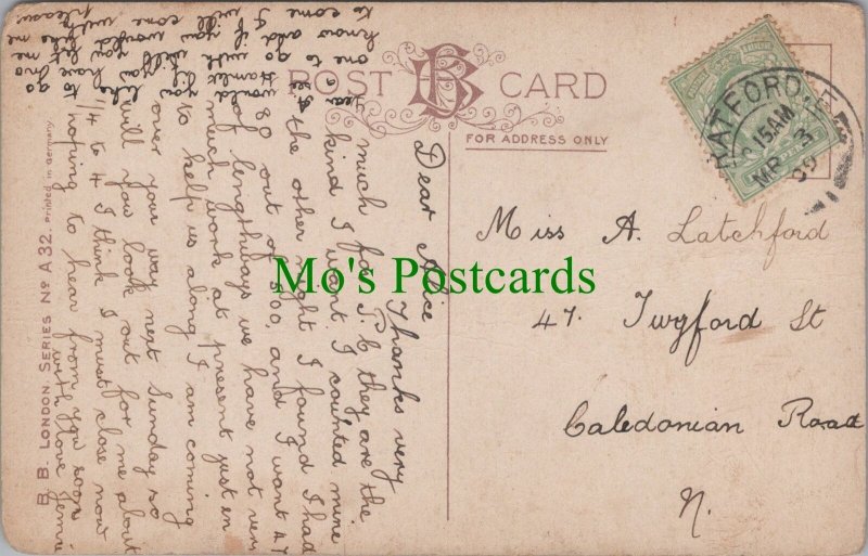 Genealogy Postcard -Latchford, 47 Twyford Street, Caledonian Road, London GL1780