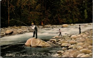 1908 Postcard - Fishing on Capilano River - Vancouver BC Canada