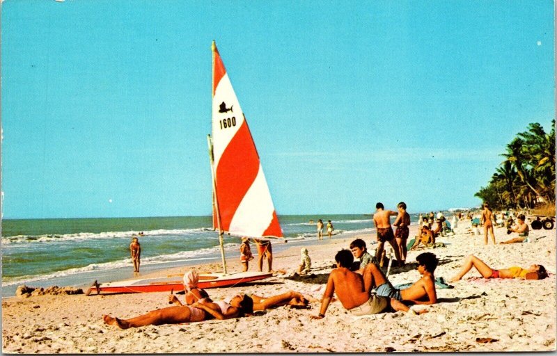 Swimming Relax Gulf Beaches Beach Postcard PM FL Cancel WOB Note Dexter VTG 