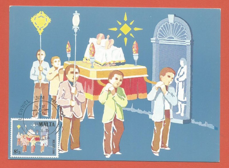 MAXI CARD – MALTA - 1981 – CHRISTMAS PROCESSION