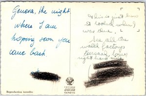 Geneve Illumination de la Rade erde la Ville Switzerland Night Scene Postcard