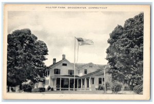 1962 Hilltop Farm Building US Flag Trees Bridgewater Connecticut CT Postcard