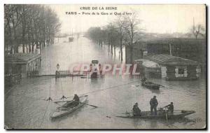 Old Postcard The Crue De La Seine Paris Porte de la Gare and Quai d lvry