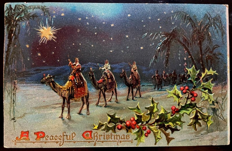 Vintage Victorian Postcard 1908 A Peaceful Christmas - Three Wish Men