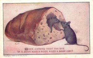 When Coming Through the Rye Body Kiss Body Need Cry Comic Vintage Postcard c1910