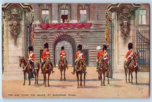 England Postcard King Taking Salute at Buckingham Palace c1910 Oilette Tuck Art