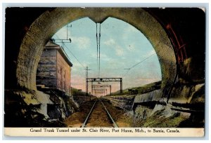 1912 Grand Trunk Tunnel Scene Under St Clair River Port Huron MI Posted Postcard 