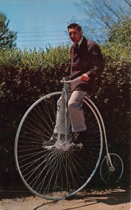 1872 HIGH WHEEL BICYCLE-NO ROLLER BEARING-BRASS BUSHINGS-R L FINCHAM  POSTCARD