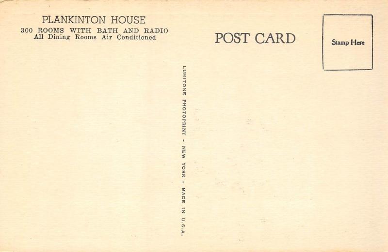 Milwaukee Wisconsin 1930-40s Postcard Plankinton House