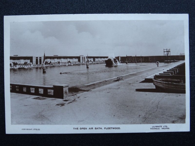 Lancashire FLEETWOOD Open Air Bath c1940s RP Postcard by Lilywhite Ltd