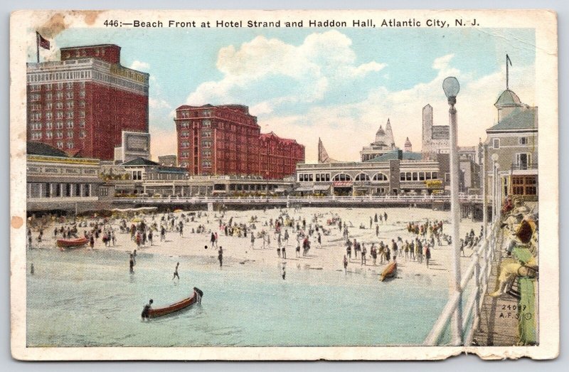 1929 Beachfront Hotel Haddon Hall Atlantic City New Jersey NJ Posted Postcard
