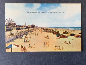 The Boardwalk & Beach Daytona Beach FL Litho Postcard H2054081236