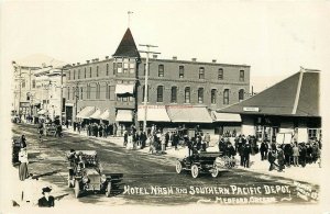 OR, Medford, Oregon, Hotel Nash and Southern Pacific Railroad Depot,Western,RPPC