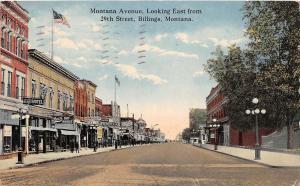 B59/ Billings Montana Mt Postcard 1915 Montana Ave East 29th Hotel Stores