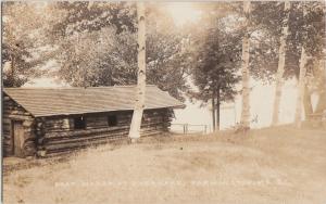 Maine Me Real Photo RPPC Postcard c1910 FARMINGTON Boat House OVERLAKE Log Cabin 