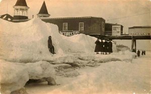 Old Orchard Beach ME After The Snow Storm Pier in Background RPPC