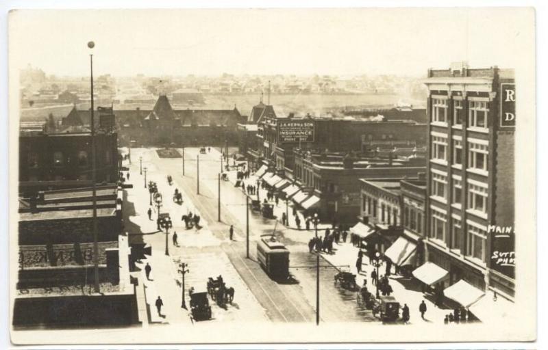 Moose Jaw SK Canada Railroad Station Trolley Train Depot RPPC Postcard