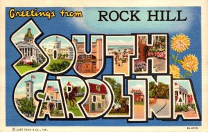 Rhode Carolina Greetings From Rock Hill Large Letter Linen Curteich