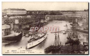 Old Postcard Brest National Bridge Boat