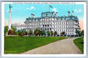 1st DIVISION MONUMENT WAR & STATE DEPARTMENTS BUILDING WASHINGTON DC POSTCARD 