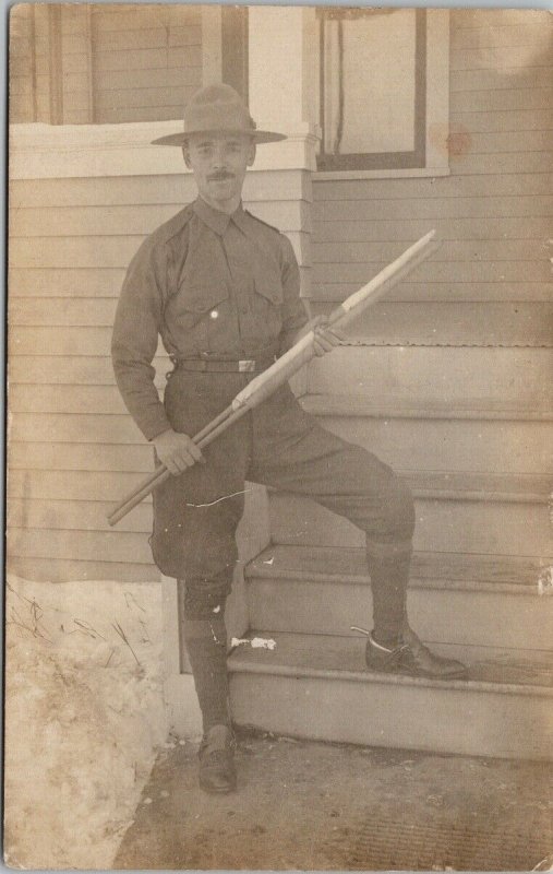 Portrait of Mounted Ranger Unknown Location Unused RPPC Postcard F39 *as is