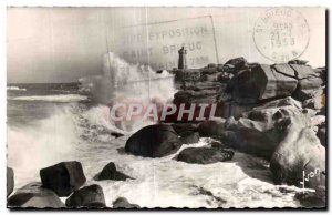 Old Postcard Ploumanac h in Perros Guirec The Tempest has the storm Lighthouse