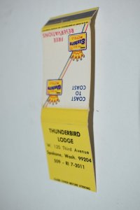 Thunderbird Lodge Spokane Washington 20 Strike Matchbook Cover