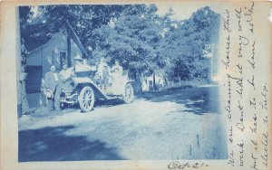 G19/ Fort Wayne Indiana RPPC Postcard 1909 Early Automobile Blue Tint Home