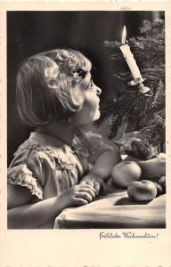 BG4412 candle girl child fir branch weihnachten christmas germany  greetings