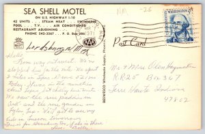Roadside~Bardsburg New Mexico~Sea Shell Motel~Sign~Pool Slide~1971 Postcard