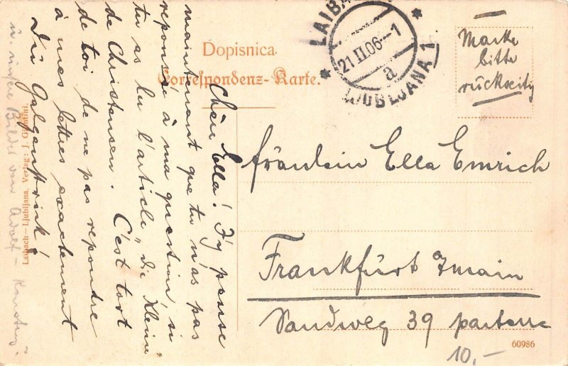 Slovenia 1906 Ljubljana Laibach River Castle vintage postcard