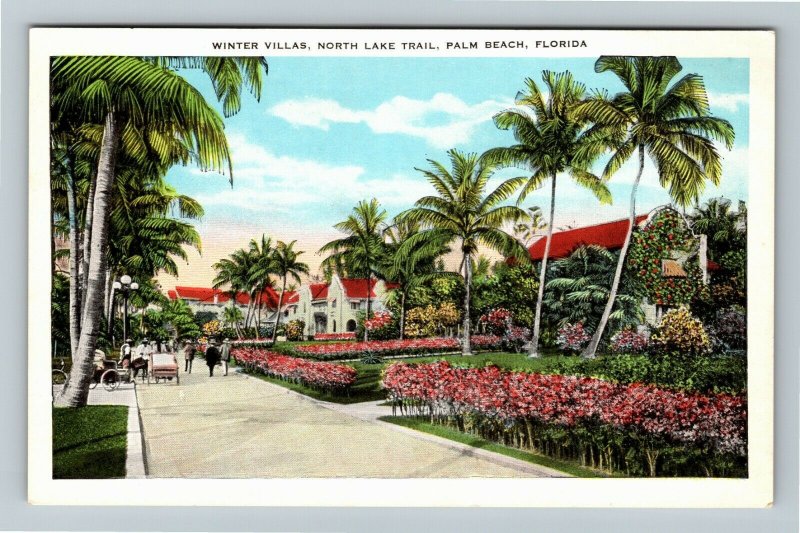 Palm Beach FL-Florida, North Lake Trail Winter Villas, Gardens, Vintage Postcard 