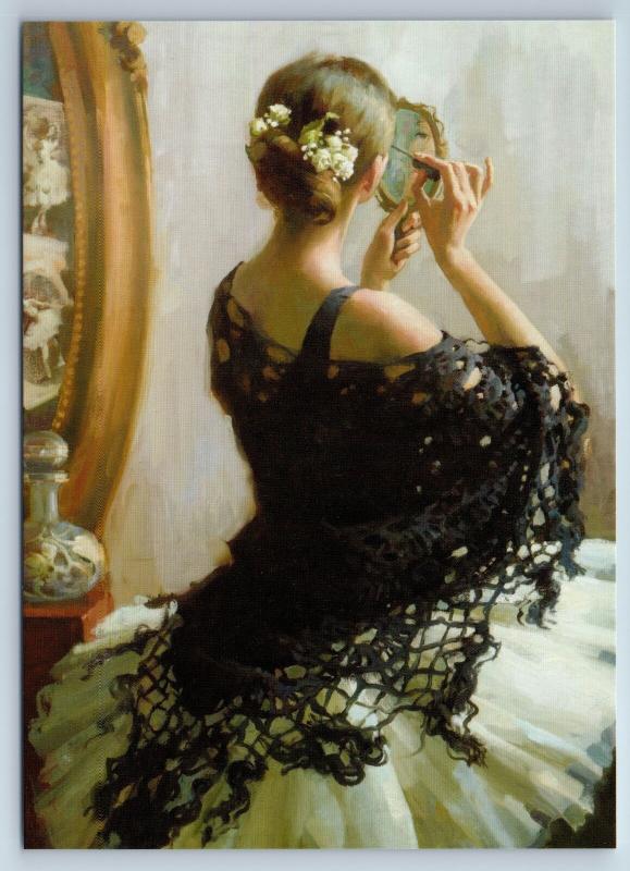 BALLERINA in old black shawl Ballet by Vostrezova New Unposted Postcard