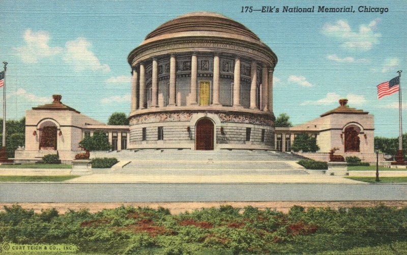 Vintage Postcard Elk's National Memorial Magnificent Building Chicago Illinois