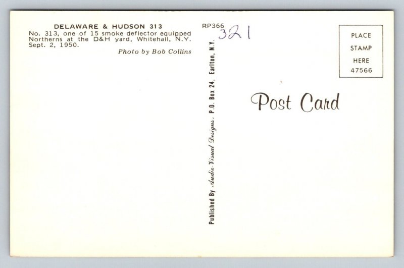 Delaware & Hudson #313   Railroad  Railway    Postcard