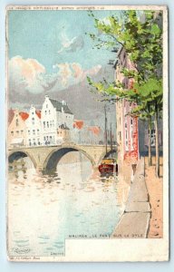 MALINES (Mechelen), Belgium ~STREET & RIVER Scene, Bridge c1900s Ranot Postcard