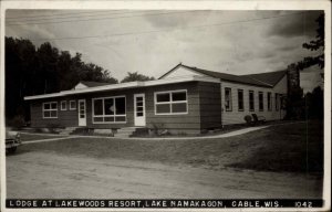 Cable Wisconsin WI Lodge Lakewoods Resort Real Photo Postcard