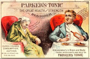 Vintage Parker's Tonic Restorer Quack Remedy Medication Victorian Trade Card